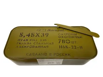 Патрон 5,45х39 (FMJ 60 (Барнаул) (3,85г) в цинке (780шт.))
