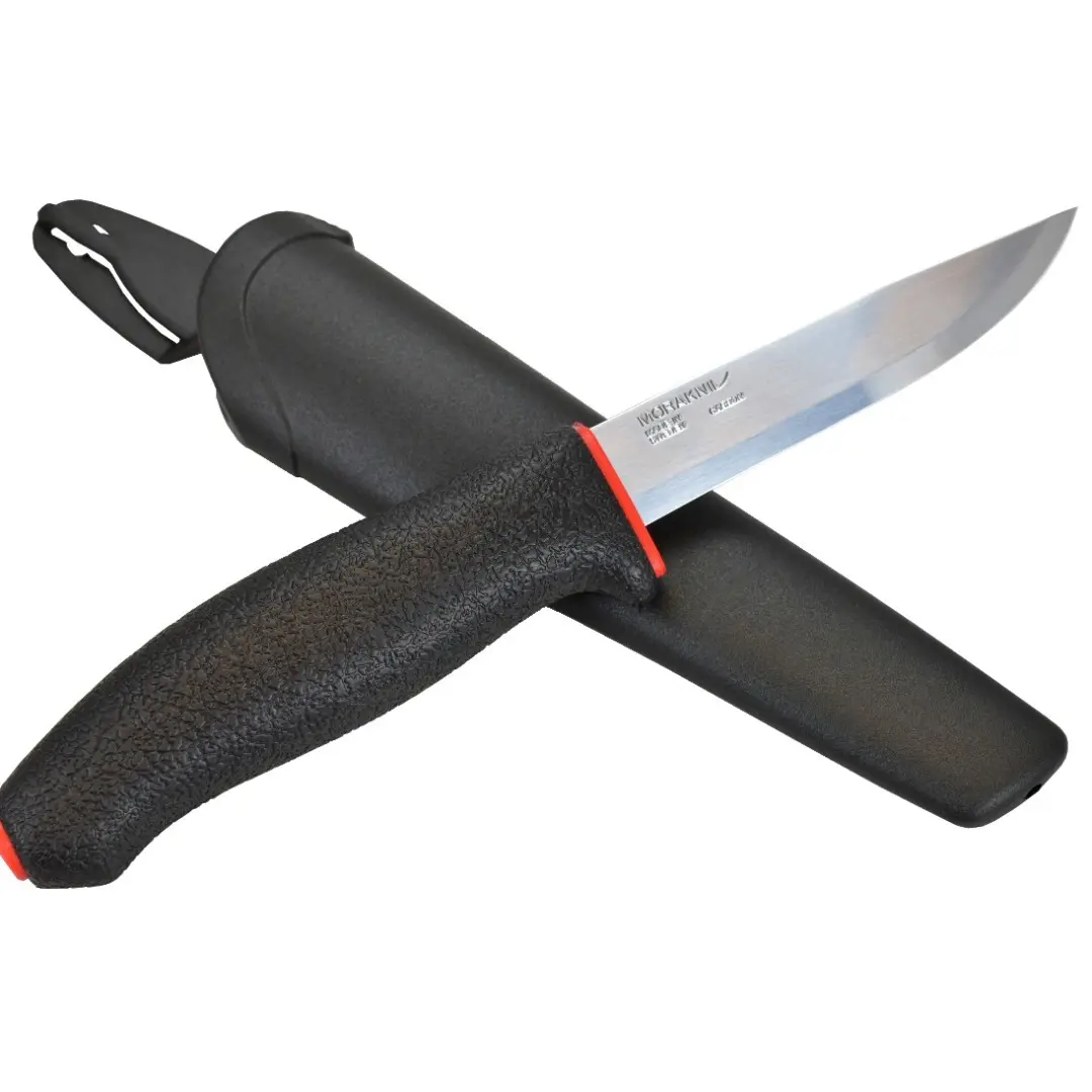 Нож Morakniv 711, углеродистая сталь, черный с красным