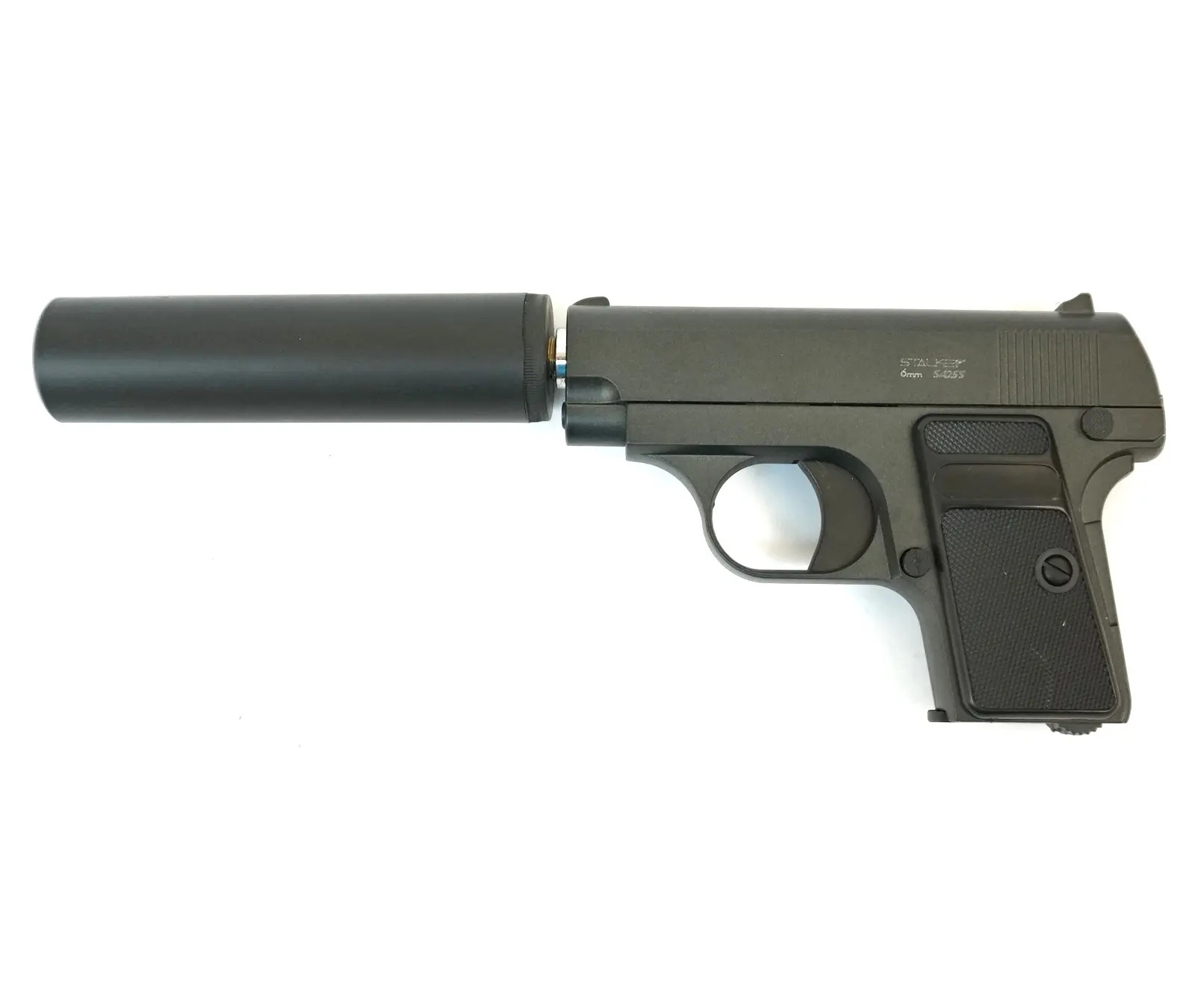 Stalker SA25S Spring, (аналог Colt 25) +имит.ПБС кал.6мм, металл, магазин 7 шар.,черный (SA-3307125S)